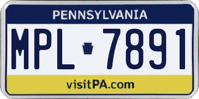 PA license plate MPL7891