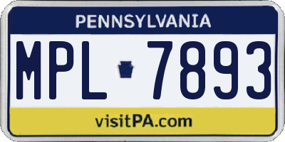 PA license plate MPL7893