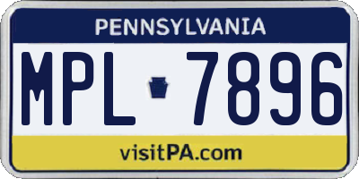 PA license plate MPL7896