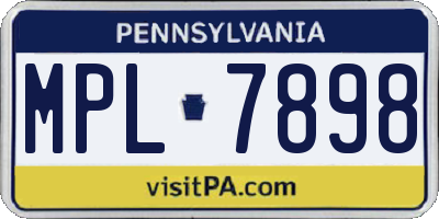 PA license plate MPL7898