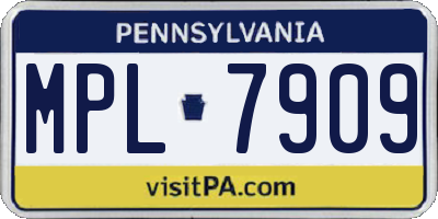 PA license plate MPL7909