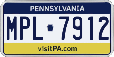 PA license plate MPL7912