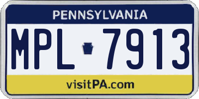 PA license plate MPL7913