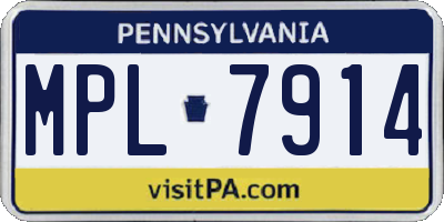 PA license plate MPL7914