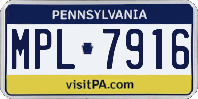 PA license plate MPL7916