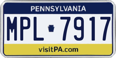 PA license plate MPL7917