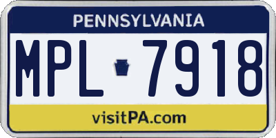PA license plate MPL7918