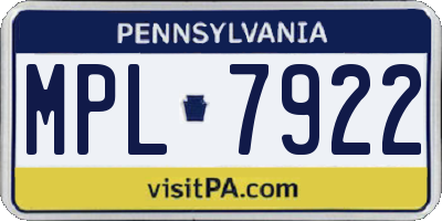 PA license plate MPL7922