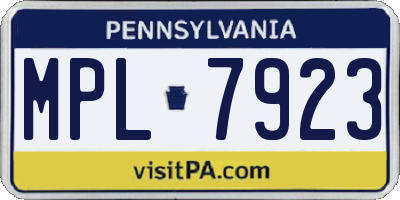 PA license plate MPL7923