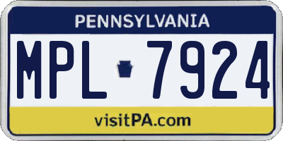 PA license plate MPL7924