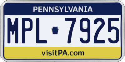 PA license plate MPL7925