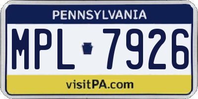 PA license plate MPL7926