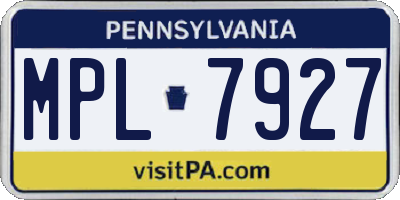 PA license plate MPL7927