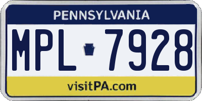 PA license plate MPL7928