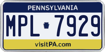 PA license plate MPL7929
