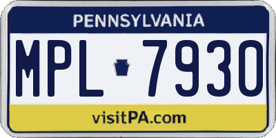 PA license plate MPL7930