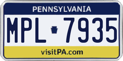 PA license plate MPL7935