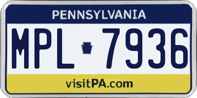 PA license plate MPL7936