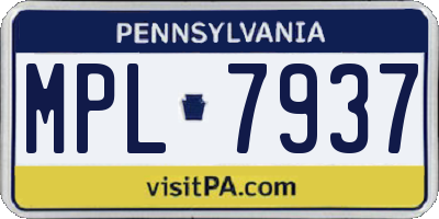 PA license plate MPL7937