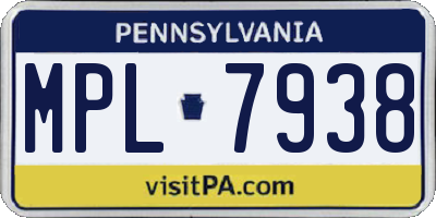 PA license plate MPL7938