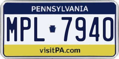 PA license plate MPL7940