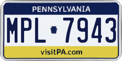 PA license plate MPL7943