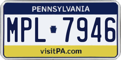 PA license plate MPL7946
