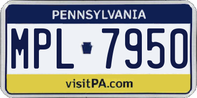 PA license plate MPL7950