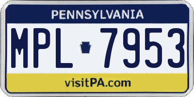 PA license plate MPL7953