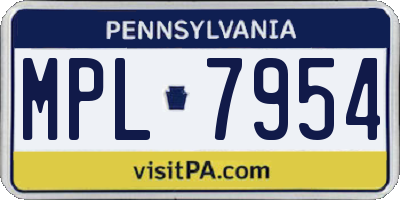 PA license plate MPL7954