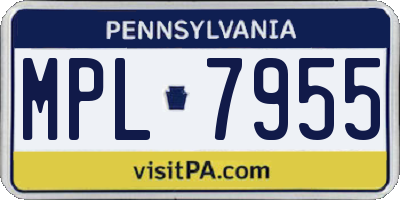 PA license plate MPL7955