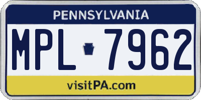 PA license plate MPL7962