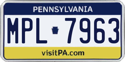 PA license plate MPL7963