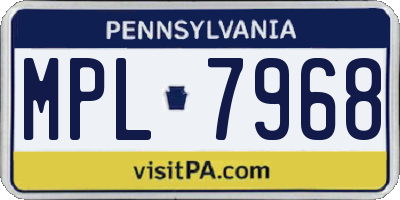 PA license plate MPL7968