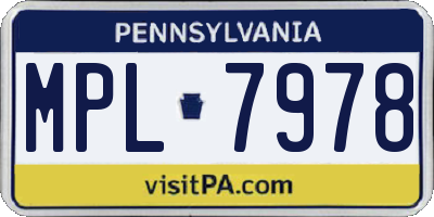 PA license plate MPL7978