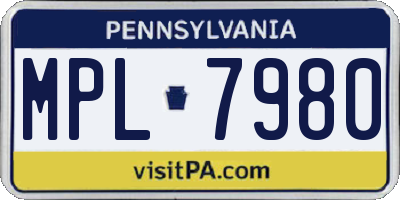 PA license plate MPL7980