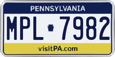 PA license plate MPL7982