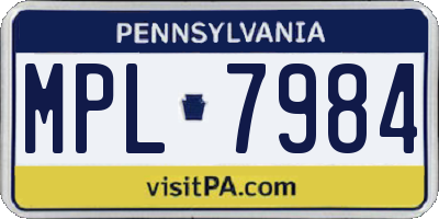 PA license plate MPL7984