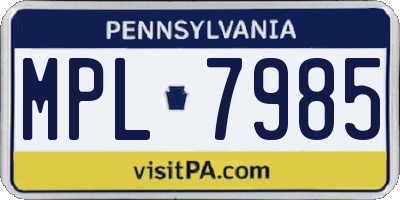 PA license plate MPL7985