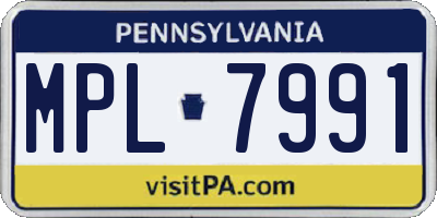 PA license plate MPL7991