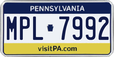 PA license plate MPL7992
