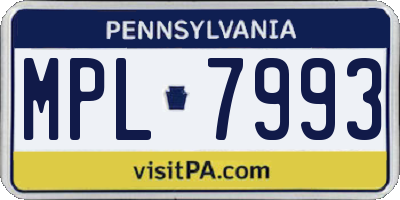 PA license plate MPL7993