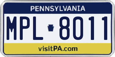 PA license plate MPL8011