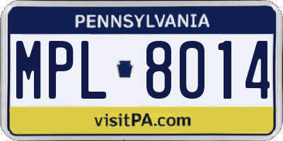 PA license plate MPL8014