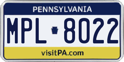 PA license plate MPL8022