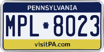 PA license plate MPL8023