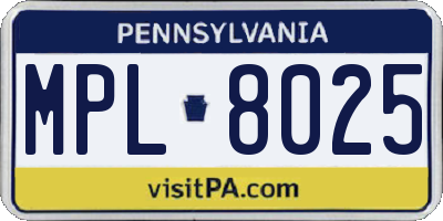 PA license plate MPL8025