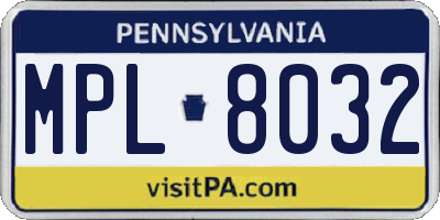 PA license plate MPL8032