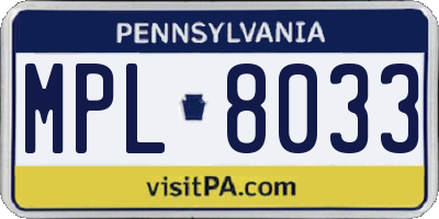 PA license plate MPL8033