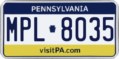 PA license plate MPL8035